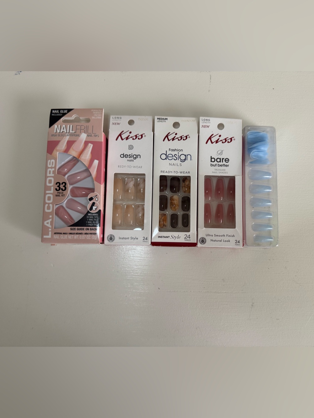 Lot of 5 Press On Nail Sets Kiss Design ID Bare But Better L.A. Colors New